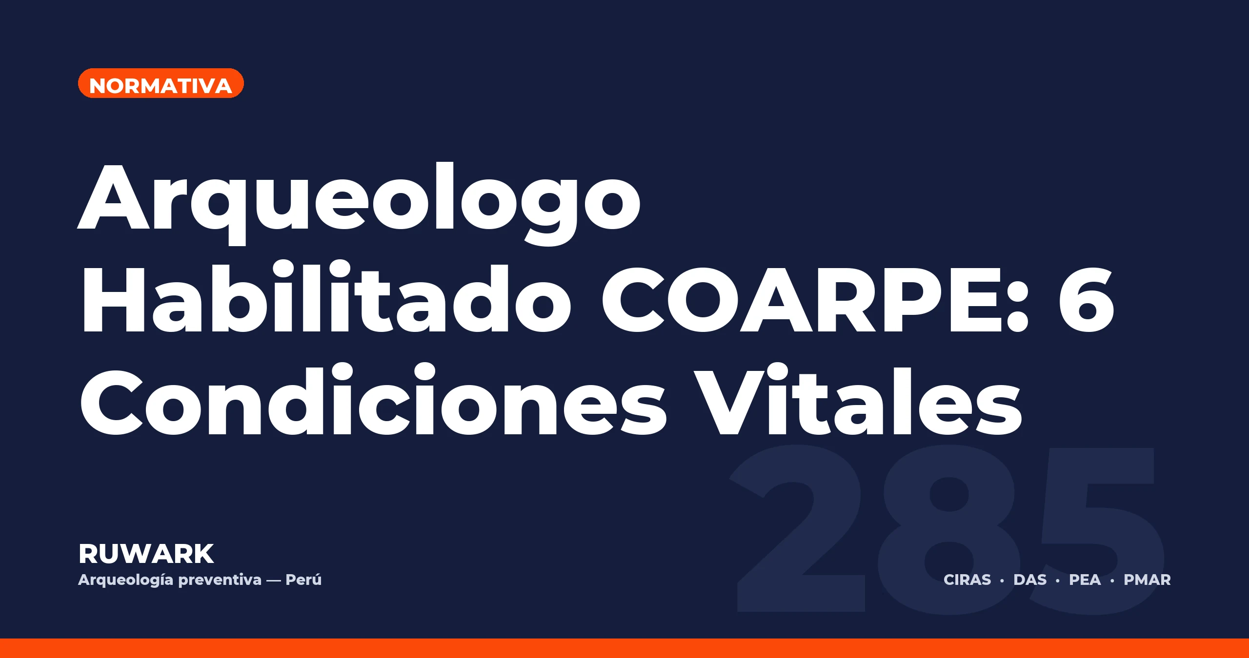 Arqueologo Habilitado COARPE: 6 Condiciones Vitales — RUWARK